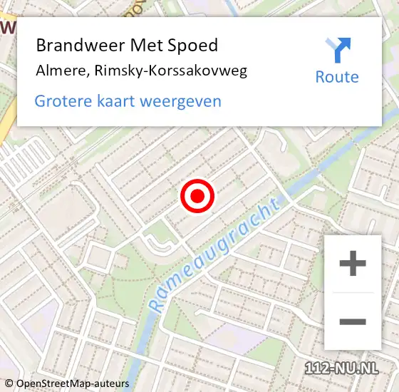 Locatie op kaart van de 112 melding: Brandweer Met Spoed Naar Almere, Rimsky-Korssakovweg op 11 februari 2022 23:48