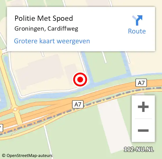 Locatie op kaart van de 112 melding: Politie Met Spoed Naar Groningen, Cardiffweg op 11 februari 2022 23:51