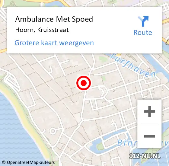 Locatie op kaart van de 112 melding: Ambulance Met Spoed Naar Hoorn, Kruisstraat op 12 februari 2022 00:01