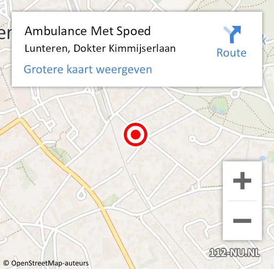 Locatie op kaart van de 112 melding: Ambulance Met Spoed Naar Lunteren, Dokter Kimmijserlaan op 12 februari 2022 00:02