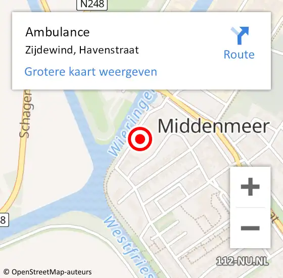 Locatie op kaart van de 112 melding: Ambulance Zijdewind, Havenstraat op 12 februari 2022 00:08