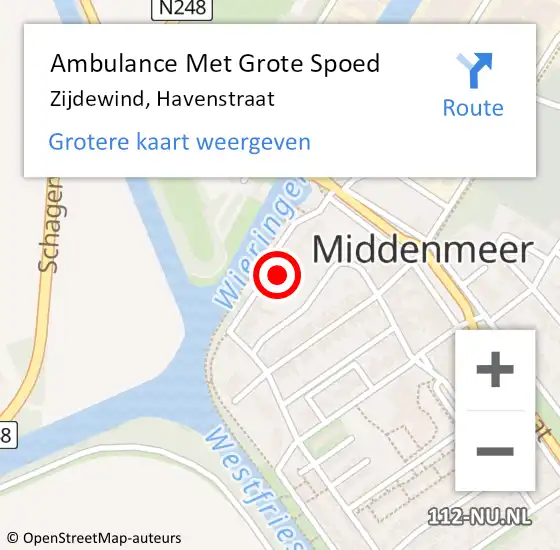 Locatie op kaart van de 112 melding: Ambulance Met Grote Spoed Naar Zijdewind, Havenstraat op 12 februari 2022 00:08