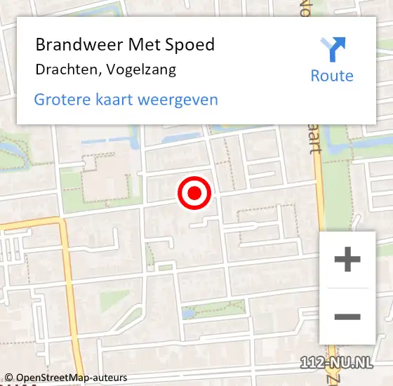 Locatie op kaart van de 112 melding: Brandweer Met Spoed Naar Drachten, Vogelzang op 12 februari 2022 00:41