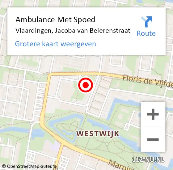 Locatie op kaart van de 112 melding: Ambulance Met Spoed Naar Vlaardingen, Jacoba van Beierenstraat op 12 februari 2022 00:46