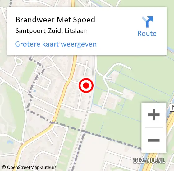 Locatie op kaart van de 112 melding: Brandweer Met Spoed Naar Santpoort-Zuid, Litslaan op 12 februari 2022 00:50