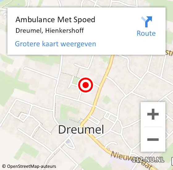 Locatie op kaart van de 112 melding: Ambulance Met Spoed Naar Dreumel, Hienkershoff op 12 februari 2022 01:15