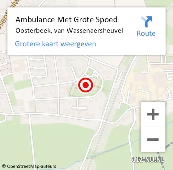 Locatie op kaart van de 112 melding: Ambulance Met Grote Spoed Naar Oosterbeek, van Wassenaersheuvel op 12 februari 2022 02:06