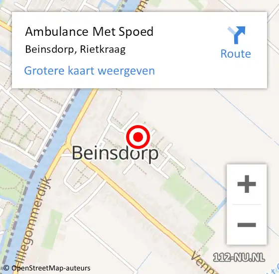 Locatie op kaart van de 112 melding: Ambulance Met Spoed Naar Beinsdorp, Rietkraag op 12 februari 2022 02:38