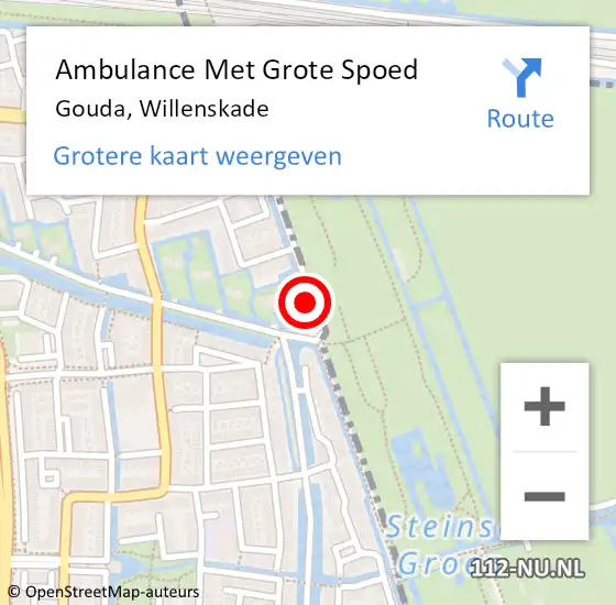 Locatie op kaart van de 112 melding: Ambulance Met Grote Spoed Naar Gouda, Willenskade op 12 februari 2022 03:16