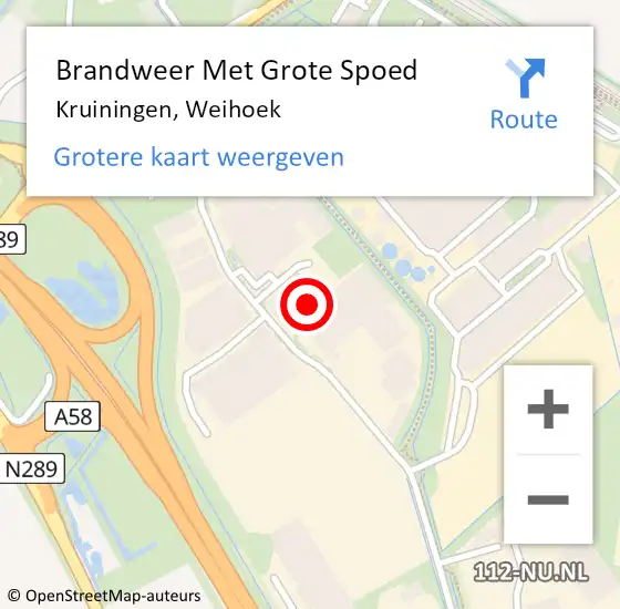 Locatie op kaart van de 112 melding: Brandweer Met Grote Spoed Naar Kruiningen, Weihoek op 12 februari 2022 04:30