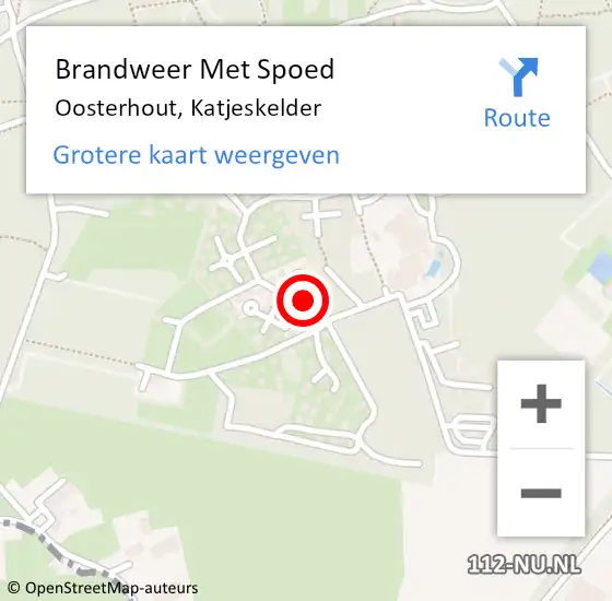 Locatie op kaart van de 112 melding: Brandweer Met Spoed Naar Oosterhout, Katjeskelder op 12 februari 2022 07:02