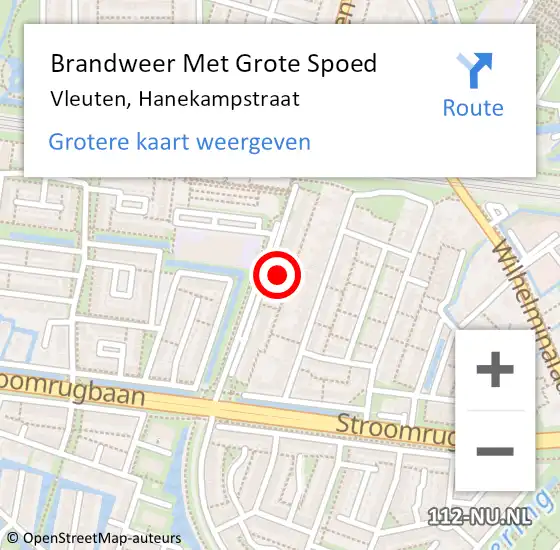 Locatie op kaart van de 112 melding: Brandweer Met Grote Spoed Naar Vleuten, Hanekampstraat op 12 februari 2022 07:08