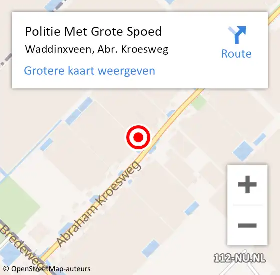 Locatie op kaart van de 112 melding: Politie Met Grote Spoed Naar Waddinxveen, Abr. Kroesweg op 12 februari 2022 07:31