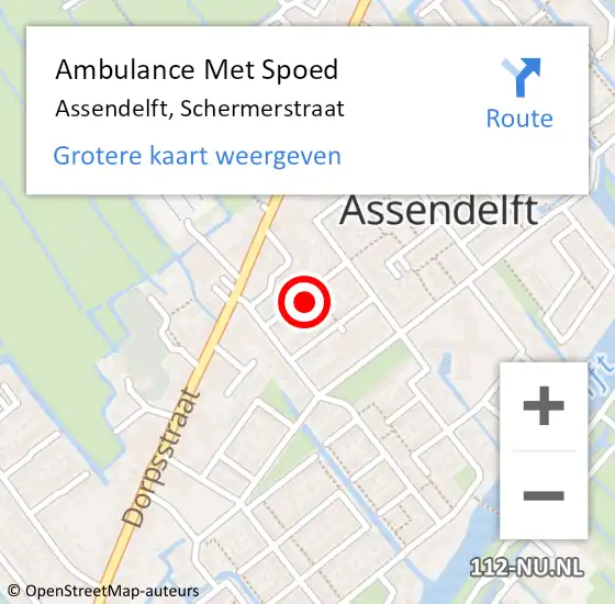 Locatie op kaart van de 112 melding: Ambulance Met Spoed Naar Assendelft, Schermerstraat op 12 februari 2022 07:55