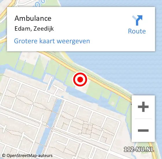 Locatie op kaart van de 112 melding: Ambulance Edam, Zeedijk op 12 februari 2022 08:12