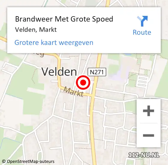 Locatie op kaart van de 112 melding: Brandweer Met Grote Spoed Naar Velden, Markt op 12 februari 2022 08:26