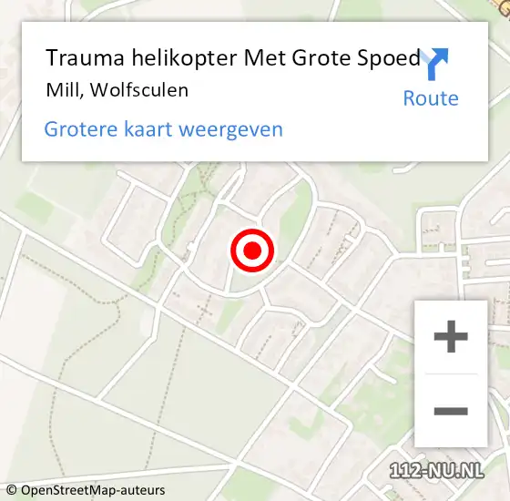 Locatie op kaart van de 112 melding: Trauma helikopter Met Grote Spoed Naar Mill, Wolfsculen op 12 februari 2022 08:34