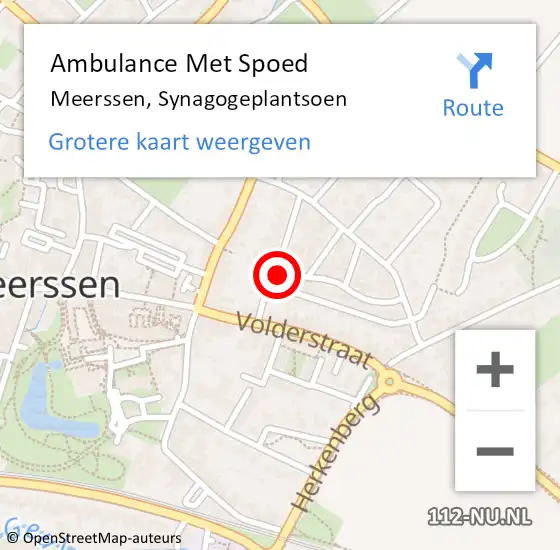 Locatie op kaart van de 112 melding: Ambulance Met Spoed Naar Meerssen, Synagogeplantsoen op 8 juli 2014 00:41