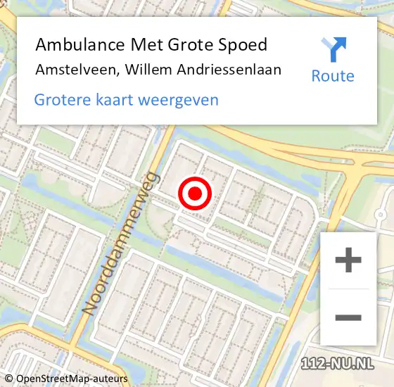 Locatie op kaart van de 112 melding: Ambulance Met Grote Spoed Naar Amstelveen, Willem Andriessenlaan op 12 februari 2022 08:36