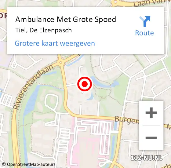 Locatie op kaart van de 112 melding: Ambulance Met Grote Spoed Naar Tiel, De Elzenpasch op 12 februari 2022 08:44