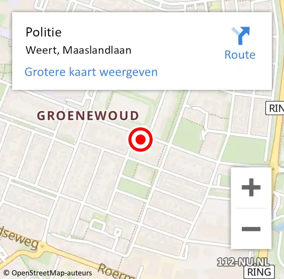 Locatie op kaart van de 112 melding: Politie Weert, Maaslandlaan op 12 februari 2022 08:50