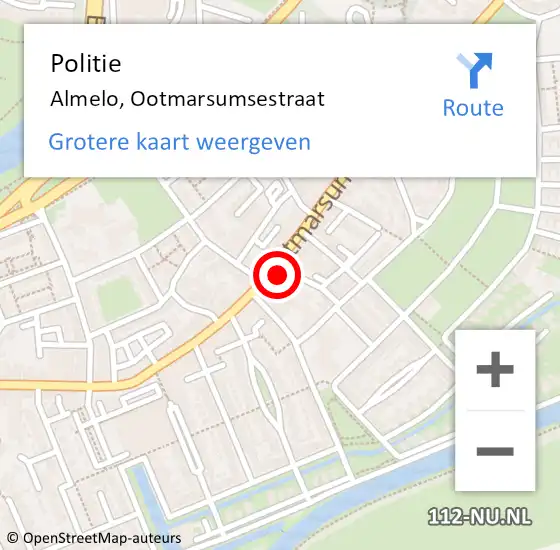 Locatie op kaart van de 112 melding: Politie Almelo, Ootmarsumsestraat op 12 februari 2022 09:01
