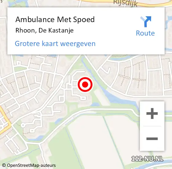 Locatie op kaart van de 112 melding: Ambulance Met Spoed Naar Rhoon, De Kastanje op 12 februari 2022 09:07