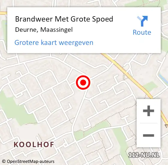 Locatie op kaart van de 112 melding: Brandweer Met Grote Spoed Naar Deurne, Maassingel op 12 februari 2022 09:13