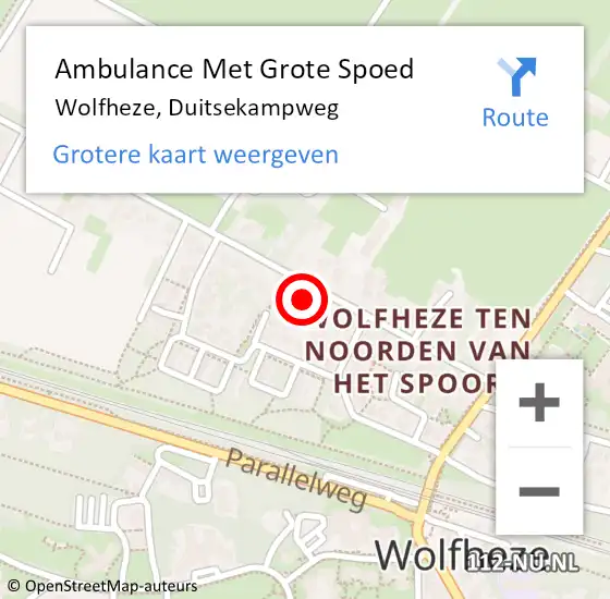 Locatie op kaart van de 112 melding: Ambulance Met Grote Spoed Naar Wolfheze, Duitsekampweg op 12 februari 2022 09:47