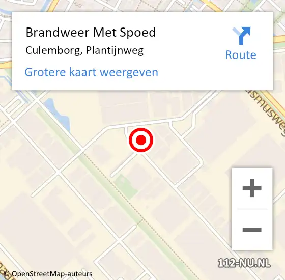 Locatie op kaart van de 112 melding: Brandweer Met Spoed Naar Culemborg, Plantijnweg op 12 februari 2022 09:54