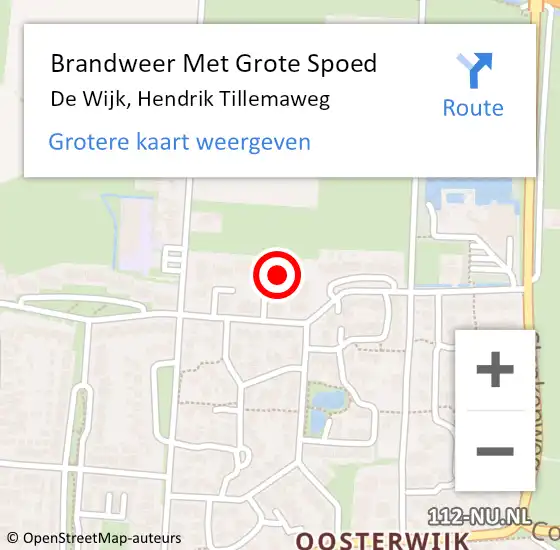 Locatie op kaart van de 112 melding: Brandweer Met Grote Spoed Naar De Wijk, Hendrik Tillemaweg op 12 februari 2022 10:05