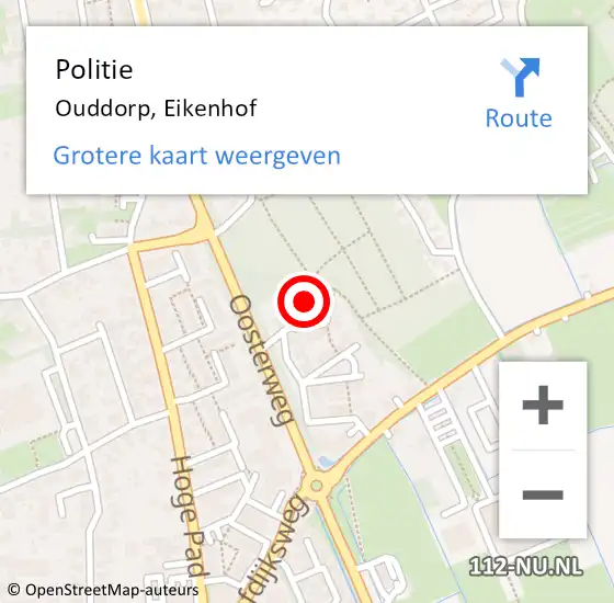 Locatie op kaart van de 112 melding: Politie Ouddorp, Eikenhof op 12 februari 2022 10:18