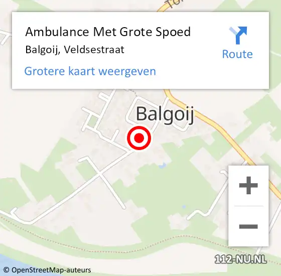 Locatie op kaart van de 112 melding: Ambulance Met Grote Spoed Naar Balgoij, Veldsestraat op 12 februari 2022 10:25