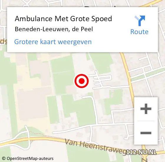 Locatie op kaart van de 112 melding: Ambulance Met Grote Spoed Naar Beneden-Leeuwen, de Peel op 12 februari 2022 10:31