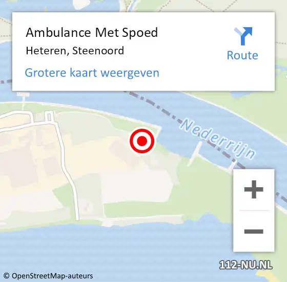 Locatie op kaart van de 112 melding: Ambulance Met Spoed Naar Heteren, Steenoord op 12 februari 2022 10:41