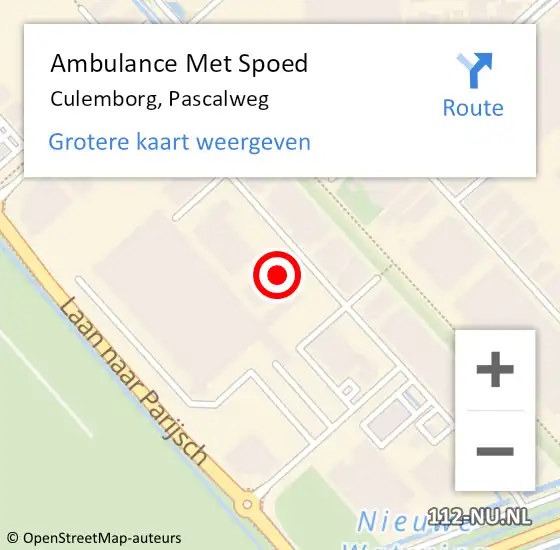 Locatie op kaart van de 112 melding: Ambulance Met Spoed Naar Culemborg, Pascalweg op 12 februari 2022 10:53