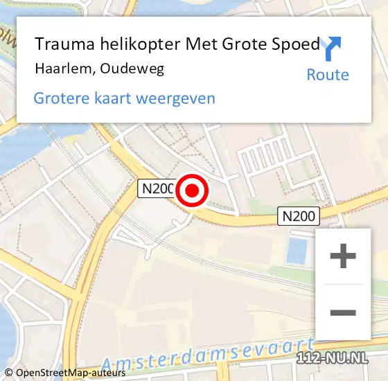 Locatie op kaart van de 112 melding: Trauma helikopter Met Grote Spoed Naar Haarlem, Oudeweg op 12 februari 2022 10:58