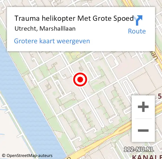 Locatie op kaart van de 112 melding: Trauma helikopter Met Grote Spoed Naar Utrecht, Marshalllaan op 12 februari 2022 11:06