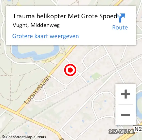 Locatie op kaart van de 112 melding: Trauma helikopter Met Grote Spoed Naar Vught, Middenweg op 12 februari 2022 11:23