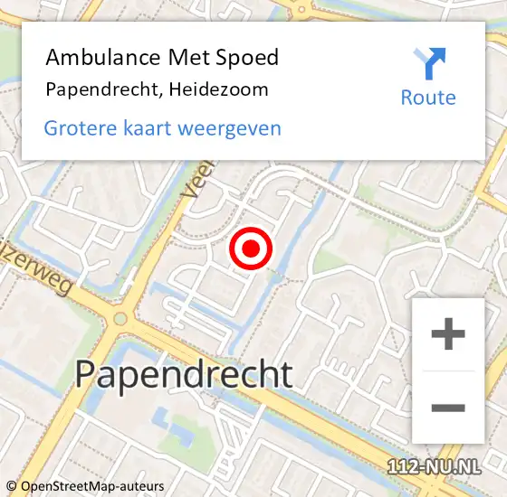 Locatie op kaart van de 112 melding: Ambulance Met Spoed Naar Papendrecht, Heidezoom op 12 februari 2022 11:29