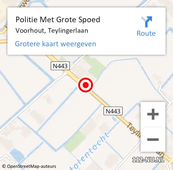 Locatie op kaart van de 112 melding: Politie Met Grote Spoed Naar Voorhout, Teylingerlaan op 12 februari 2022 11:32