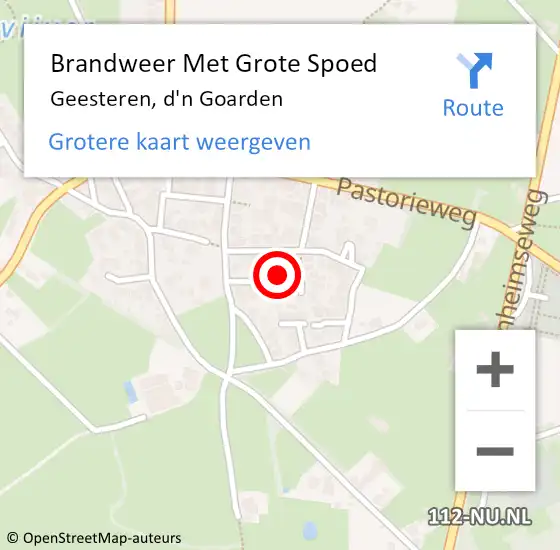 Locatie op kaart van de 112 melding: Brandweer Met Grote Spoed Naar Geesteren, d'n Goarden op 12 februari 2022 11:32