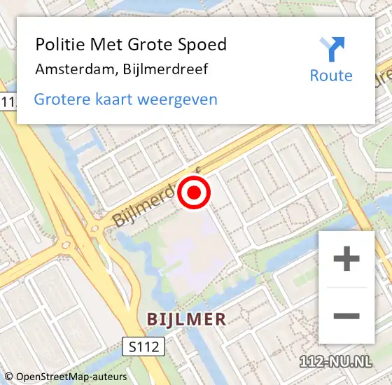 Locatie op kaart van de 112 melding: Politie Met Grote Spoed Naar Amsterdam-Zuidoost, Bijlmerdreef op 12 februari 2022 11:34