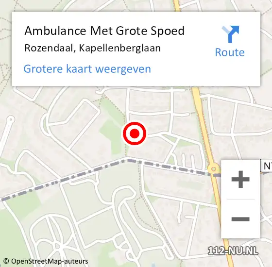 Locatie op kaart van de 112 melding: Ambulance Met Grote Spoed Naar Rozendaal, Kapellenberglaan op 12 februari 2022 11:36