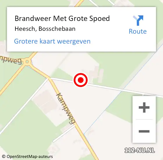 Locatie op kaart van de 112 melding: Brandweer Met Grote Spoed Naar Heesch, Bosschebaan op 12 februari 2022 11:39