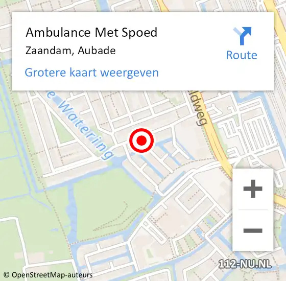 Locatie op kaart van de 112 melding: Ambulance Met Spoed Naar Zaandam, Aubade op 12 februari 2022 11:39