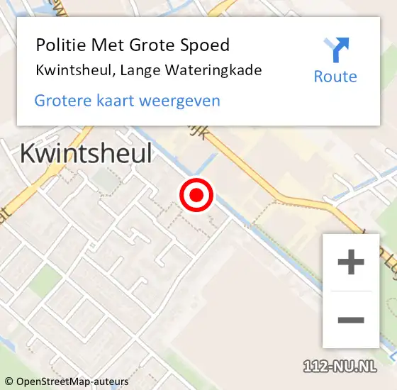 Locatie op kaart van de 112 melding: Politie Met Grote Spoed Naar Kwintsheul, Lange Wateringkade op 12 februari 2022 11:47