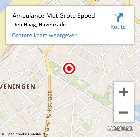 Locatie op kaart van de 112 melding: Ambulance Met Grote Spoed Naar Den Haag, Havenkade op 12 februari 2022 11:51