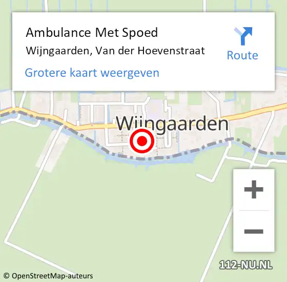 Locatie op kaart van de 112 melding: Ambulance Met Spoed Naar Wijngaarden, Van der Hoevenstraat op 12 februari 2022 11:51