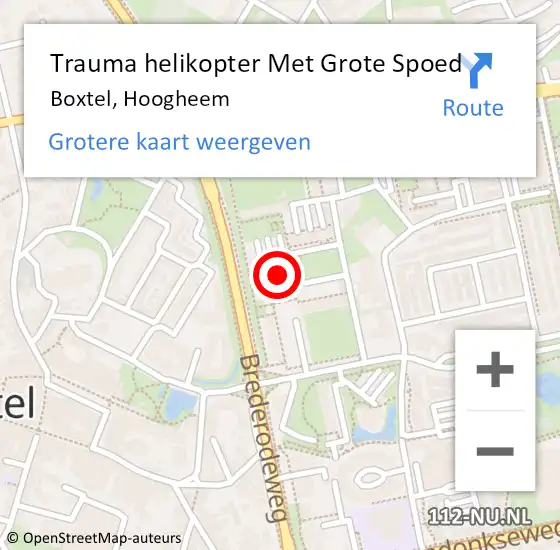 Locatie op kaart van de 112 melding: Trauma helikopter Met Grote Spoed Naar Boxtel, Hoogheem op 12 februari 2022 11:52